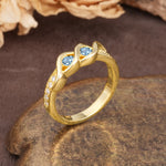 Unique Twisted and Intertwined Double Round Cut Aquamarine Two-Stone Wedding Ring - Additional view