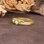 Unique Twisted and Intertwined Double Round Cut Moonstone Two-Stone Wedding Ring - Additional view