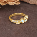 Unique Twisted and Intertwined Double Round Cut Moonstone Two-Stone Wedding Ring - Additional view