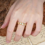 Unique Twisted and Intertwined Double Round Cut Moonstone Two-Stone Wedding Ring - Additional view