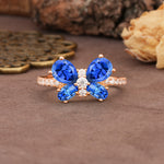 Unique and Luxurious Butterfly-Shaped Pear Cut Sapphire Wedding Ring - Additional view