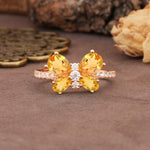 Unique and Luxurious Butterfly-Shaped Pear Cut Citrine Wedding Ring - Additional view