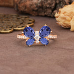 Unique and Luxurious Butterfly-Shaped Pear Cut Tanzanite Wedding Ring - Additional view