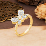 Unique and Luxurious Butterfly-Shaped Pear Cut Moissanite Wedding Ring - Additional view