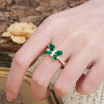 Unique and Luxurious Butterfly-Shaped Pear Cut Emerald Wedding Ring - Additional view