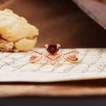 Unique Luxurious 3-Prong Heart-Cut Garnet Engagement Ring - Additional view