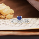 Unique Luxurious 3-Prong Heart-Cut Tanzanite Engagement Ring - Additional view
