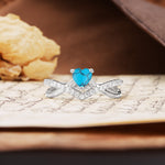 Unique Luxurious 3-Prong Heart-Cut Turquoise Engagement Ring - Additional view