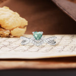Unique Luxurious 3-Prong Heart-Cut Moss Agate Engagement Ring - Additional view
