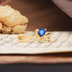 Unique Luxurious 3-Prong Heart-Cut Sapphire Engagement Ring - Additional view