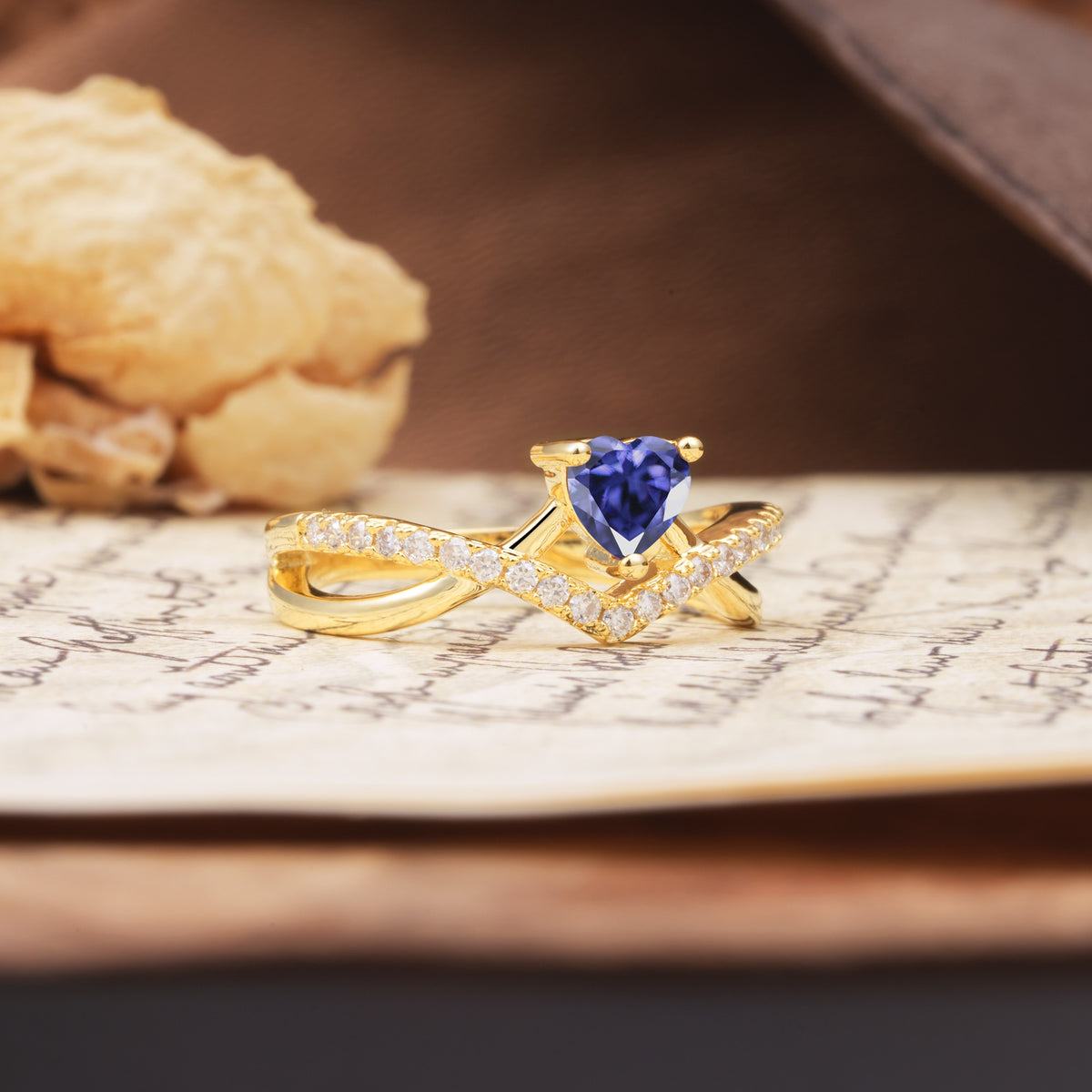 Unique Luxurious 3-Prong Heart-Cut Tanzanite Engagement Ring - Additional view