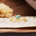 Unique Luxurious 3-Prong Heart-Cut Moss Agate Engagement Ring - Additional view
