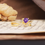 Unique Luxurious 3-Prong Heart-Cut Amethyst Engagement Ring - Additional view