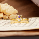 Unique Luxurious 3-Prong Heart-Cut Amethyst Engagement Ring - Additional view