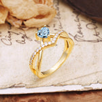 Unique Luxurious 3-Prong Heart-Cut Aquamarine Engagement Ring - Additional view