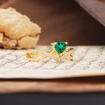 Unique Luxurious 3-Prong Heart-Cut Emerald Engagement Ring - Additional view