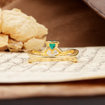 Unique Luxurious 3-Prong Heart-Cut Emerald Engagement Ring - Additional view