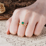 Unique Luxurious 3-Prong Heart-Cut Emerald Engagement Ring - Additional view