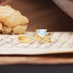 Unique Luxurious 3-Prong Heart-Cut Moonstone Engagement Ring - Additional view