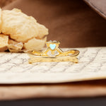 Unique Luxurious 3-Prong Heart-Cut Moonstone Engagement Ring - Additional view