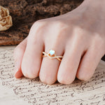 Unique Luxurious 3-Prong Heart-Cut Moonstone Engagement Ring - Additional view