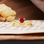 Unique Luxurious 3-Prong Heart-Cut Ruby Engagement Ring - Additional view
