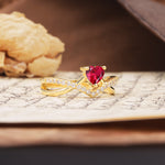Unique Luxurious 3-Prong Heart-Cut Ruby Engagement Ring - Additional view
