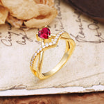 Unique Luxurious 3-Prong Heart-Cut Ruby Engagement Ring - Additional view