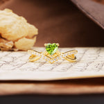 Unique Luxurious 3-Prong Heart-Cut Peridot Engagement Ring - Additional view