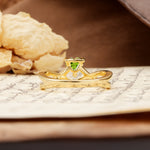 Unique Luxurious 3-Prong Heart-Cut Peridot Engagement Ring - Additional view