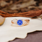 Unique Luxury 4-Prong Round Cut Sapphire Engagement Ring - Additional view