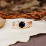 Unique Luxury 4-Prong Round Cut Black Onyx Engagement Ring - Additional view