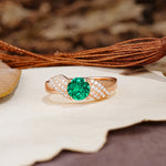 Unique Luxury 4-Prong Round Cut Emerald Engagement Ring - Additional view