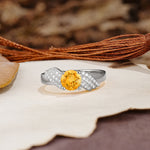 Unique Luxury 4-Prong Round Cut Citrine Engagement Ring - Additional view