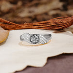 Unique Luxury 4-Prong Round Cut Black Rutilated Quartz Engagement Ring - Additional view