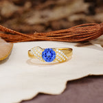 Unique Luxury 4-Prong Round Cut Sapphire Engagement Ring - Additional view