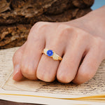 Unique Luxury 4-Prong Round Cut Sapphire Engagement Ring - Additional view