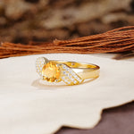 Unique Luxury 4-Prong Round Cut Citrine Engagement Ring - Additional view