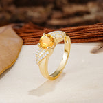 Unique Luxury 4-Prong Round Cut Citrine Engagement Ring - Additional view