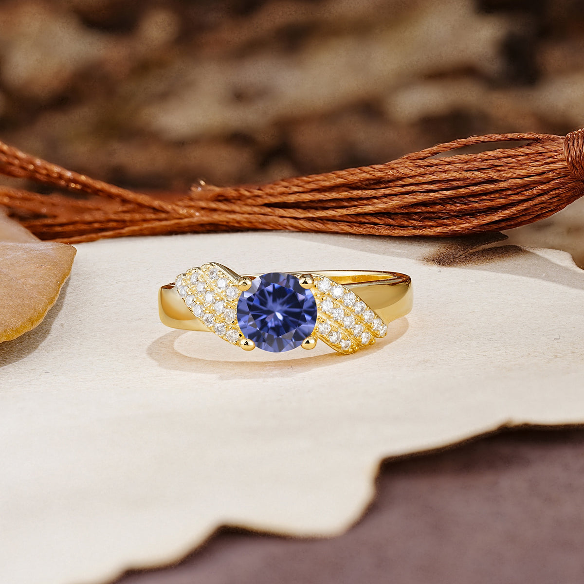 Unique Luxury 4-Prong Round Cut Tanzanite Engagement Ring - Additional view