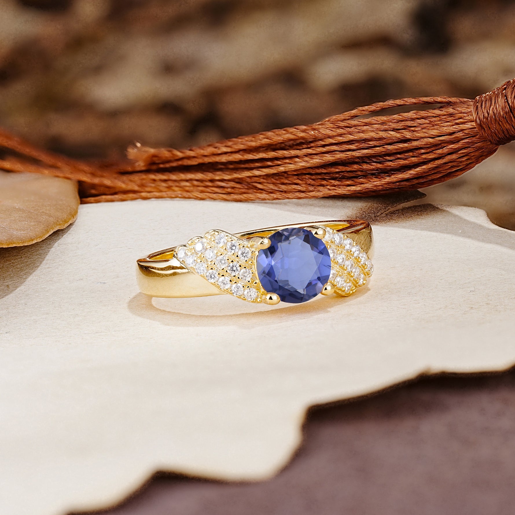 Unique Luxury 4-Prong Round Cut Tanzanite Engagement Ring - Additional view