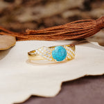 Unique Luxury 4-Prong Round Cut Turquoise Engagement Ring - Additional view