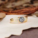 Unique Luxury 4-Prong Round Cut Black Rutilated Quartz Engagement Ring - Additional view