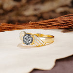 Unique Luxury 4-Prong Round Cut Black Rutilated Quartz Engagement Ring - Additional view