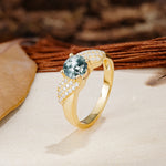 Unique Luxury 4-Prong Round Cut Moss Agate Engagement Ring - Additional view