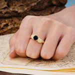 Unique Luxury 4-Prong Round Cut Black Onyx Engagement Ring - Additional view