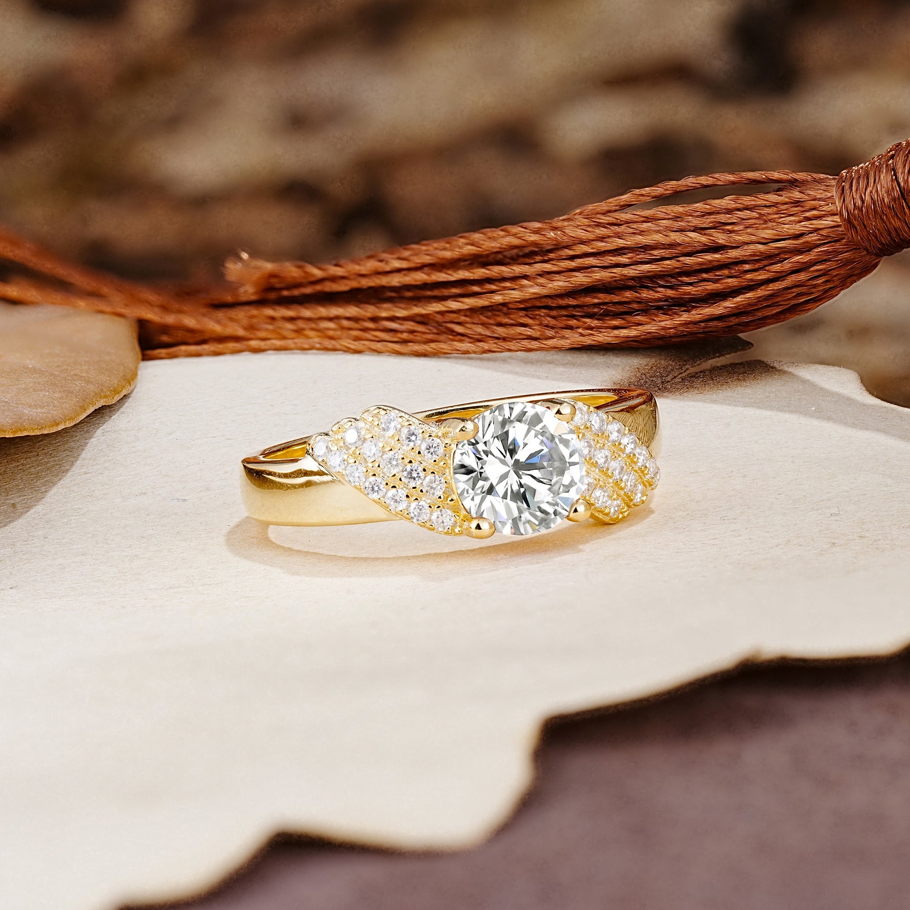 Unique Luxury 4-Prong Round Cut Lab Diamond Engagement Ring - Additional view
