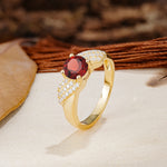 Unique Luxury 4-Prong Round Cut Garnet Engagement Ring - Additional view
