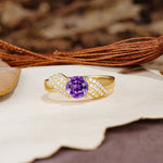 Unique Luxury 4-Prong Round Cut Amethyst Engagement Ring - Additional view