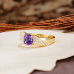 Unique Luxury 4-Prong Round Cut Amethyst Engagement Ring - Additional view